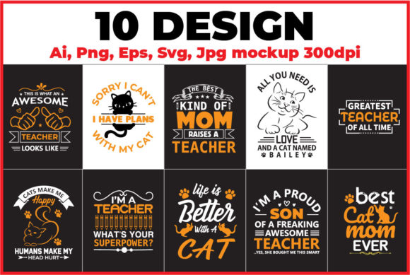 Cat Teacher Graphics for T-Shirt Designs