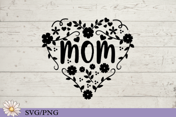 Mom in a Floral Heart: Graphics & Print Templates