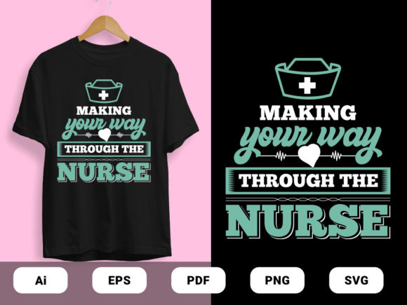 Thought the Nurse T-shirt Design Vector Graphics & Print Templates